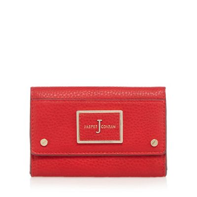 Red textured medium flap over purse